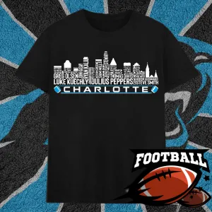 Carolina Football Team All Time Legends Name Tee Hoodie Sweatshirt Charlotte City Skyline Tee Football Fans Gift