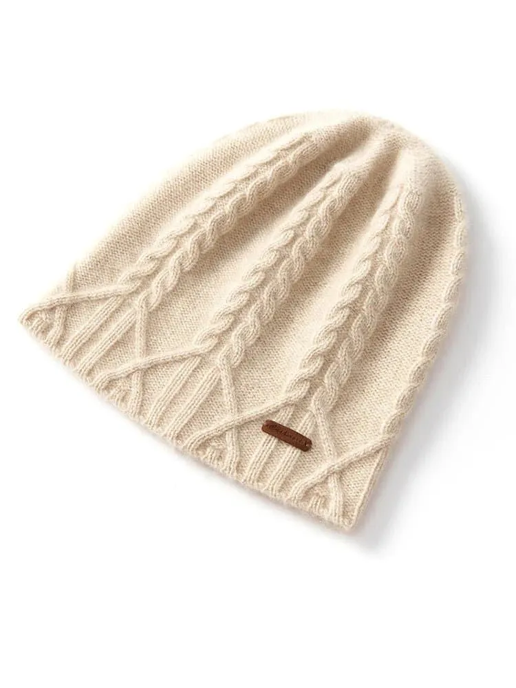 Cashmere Knit Cable Beanie