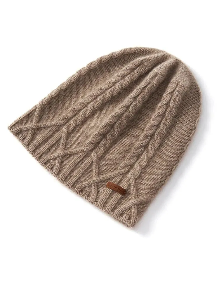 Cashmere Knit Cable Beanie