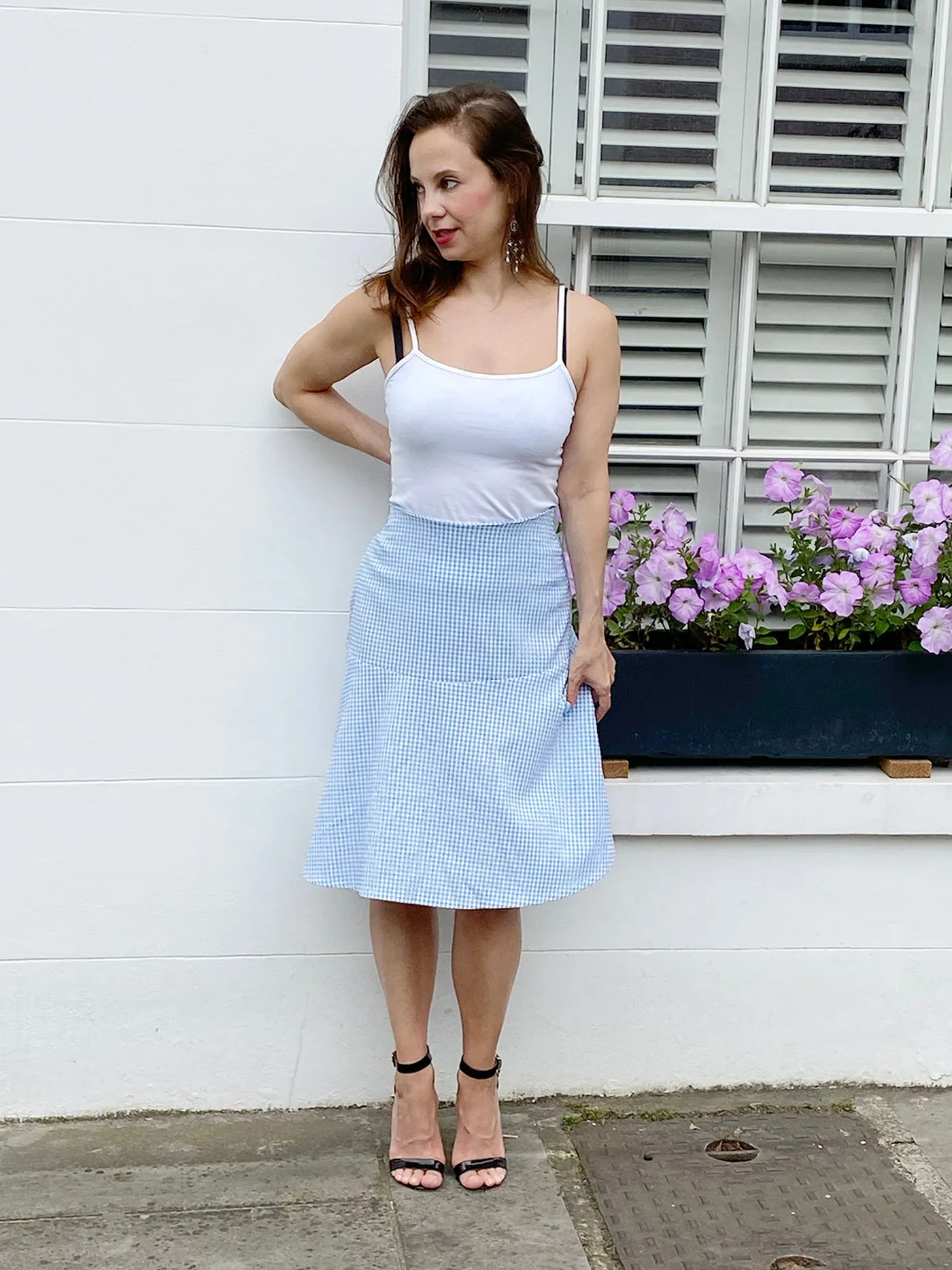 Cecilia Blue Check Print Skirt