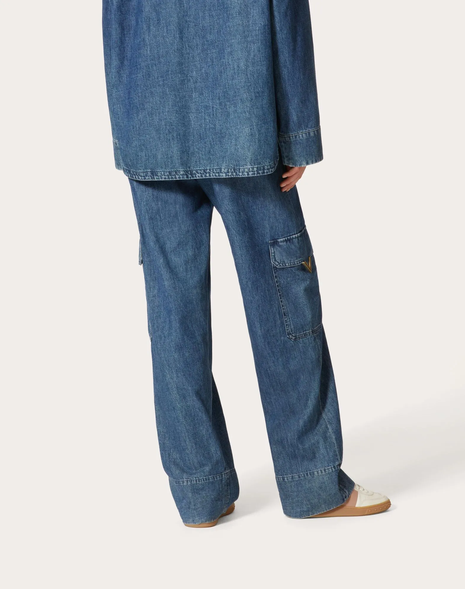 Chambray Denim Cargo Trousers