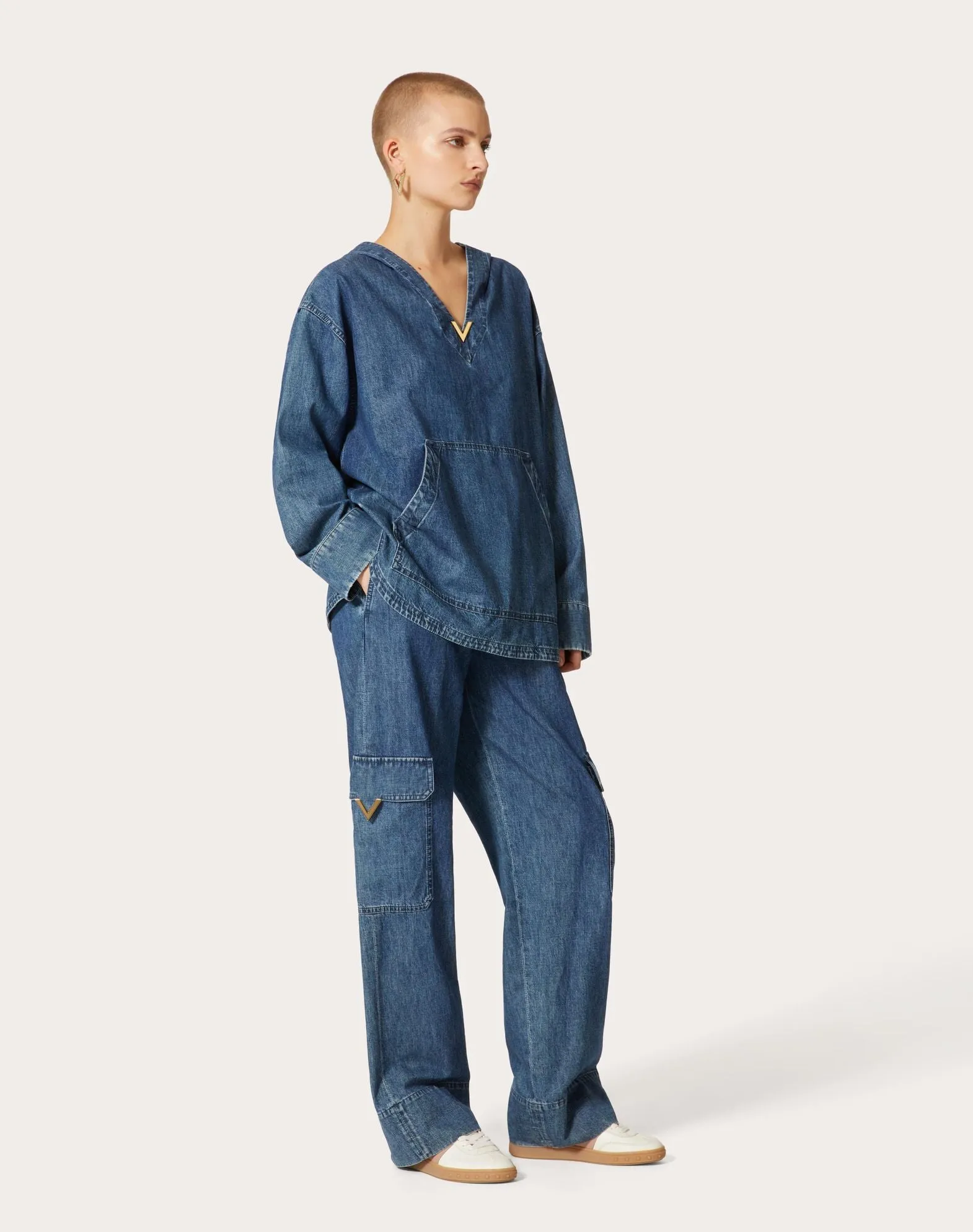 Chambray Denim Cargo Trousers