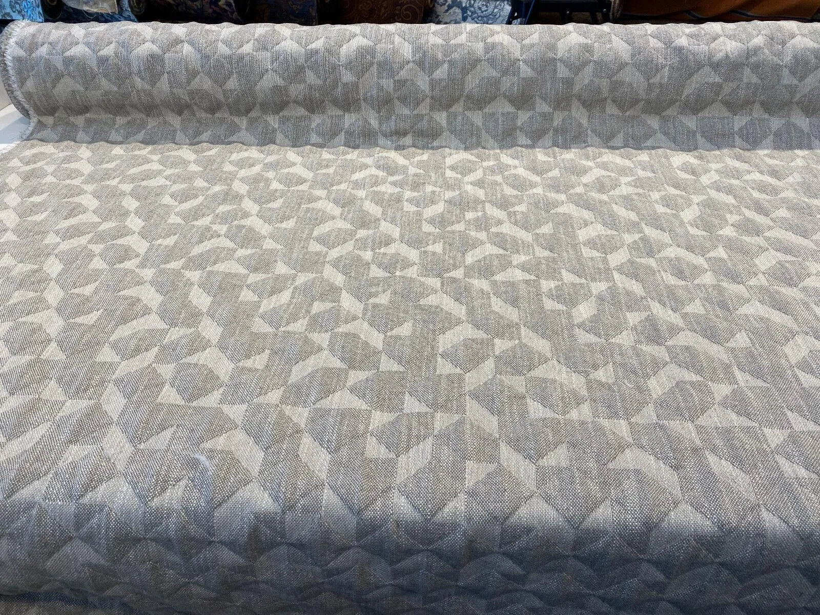 Checkmate Quilted Ecru Taupe Upholstery Fabric By The Yard