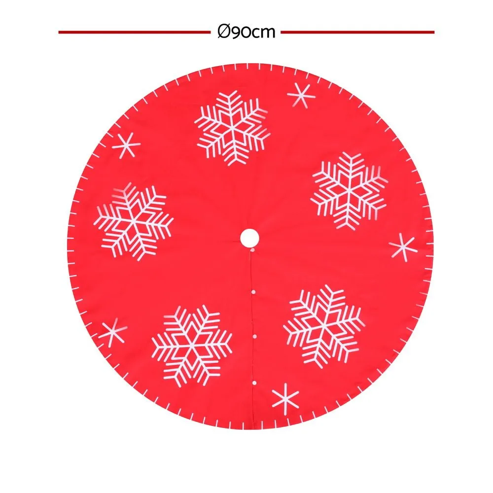 Christmas Tree Skirt 90cm Snowflake Ornaments Party Decorations