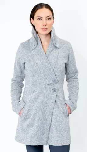 Classic Double Collar Wool Double Knit Sweater Jacket/ Ice Grey