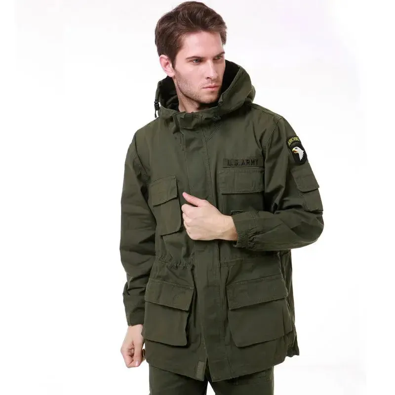 Classic M65 Jacket Men's Windbreaker Coat Multiple Pockets Pure Cotton Trench Men's Clothing Winter Fleece Jacket Coats A2F802