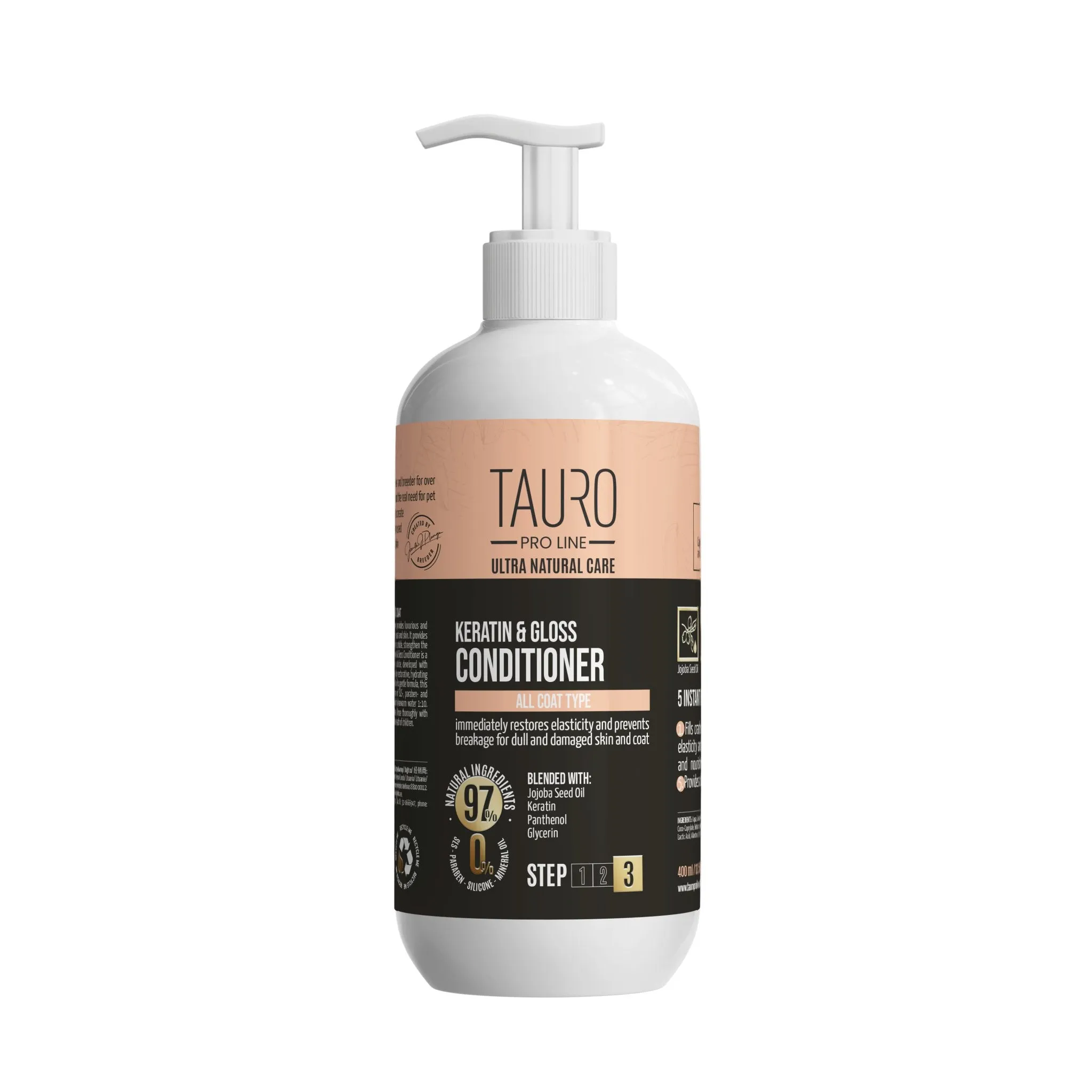 CLEARANCE Tauro Pro Line Ultra Natural Care Keratin & Gloss Dog & Cat Conditioner For All Coat Type To Nourish And Moisturize Skin & Coat