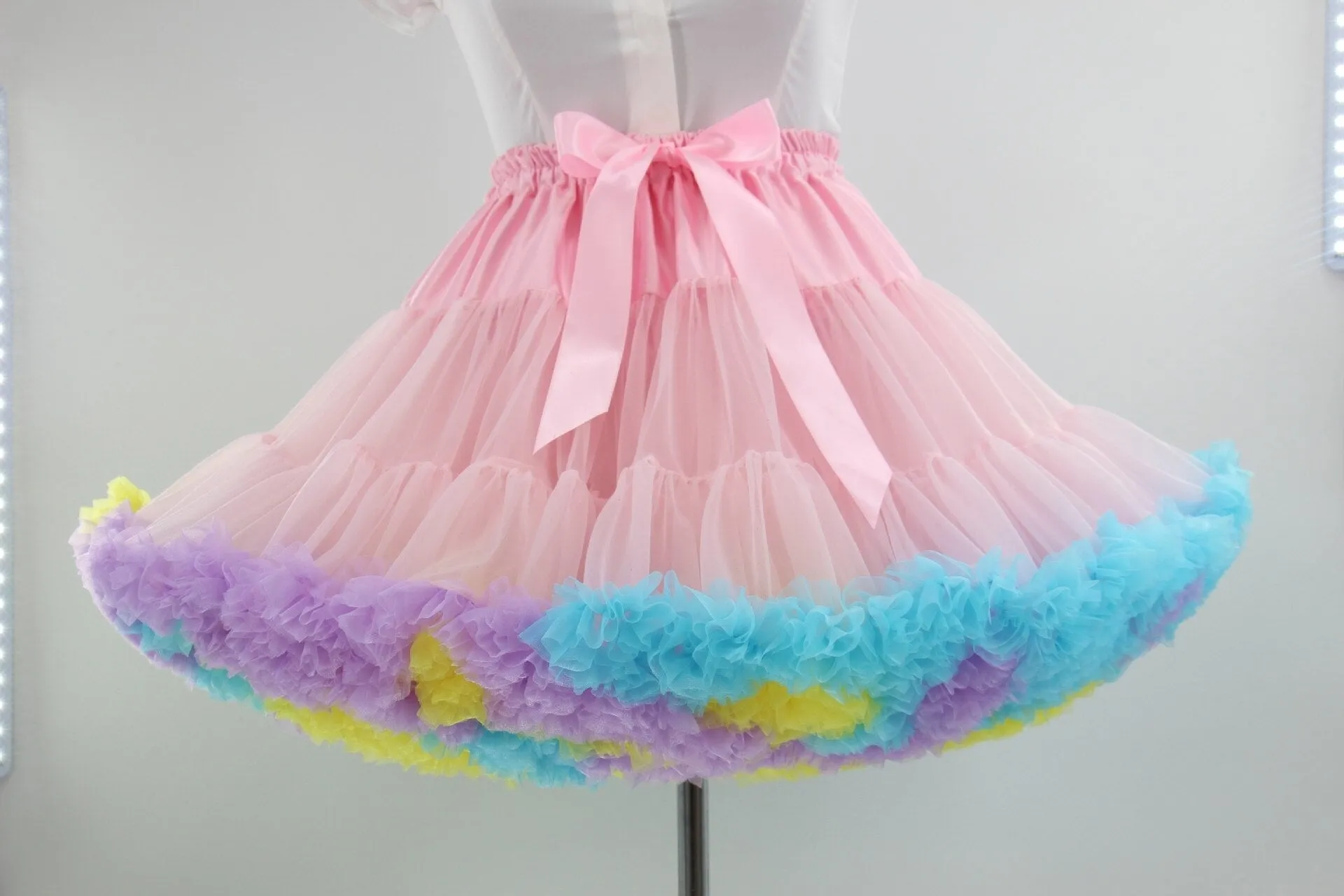 Colorful Women's Tutu Skirt Adult Tulle Ballet Dance Costume Fluffy Short Petticoat