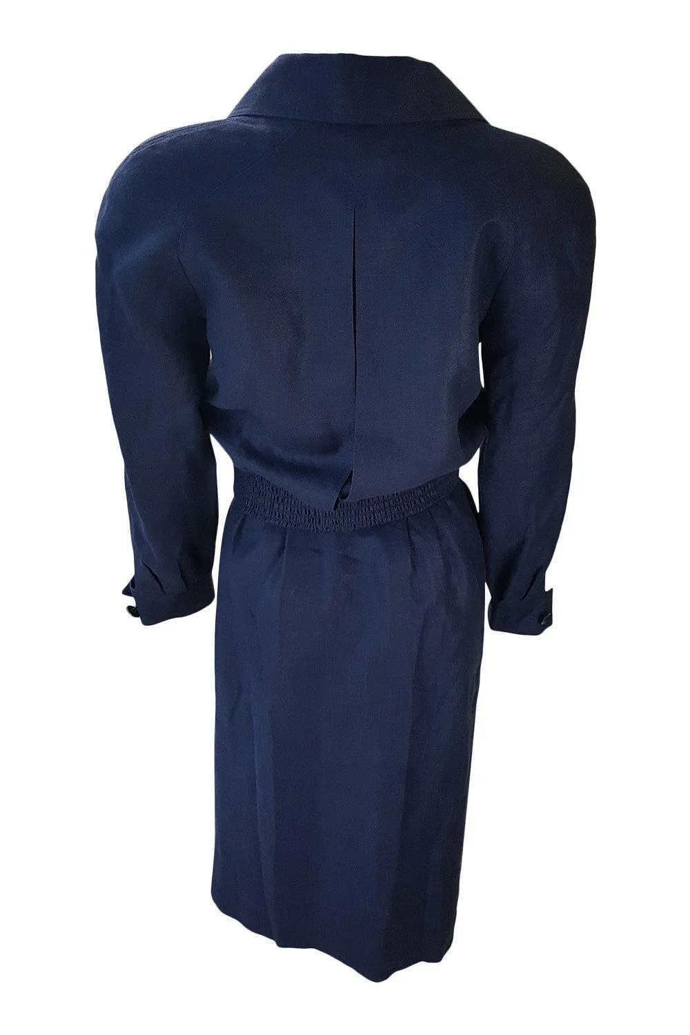 COURREGES Vintage Navy Blue Cropped Jacket Pencil Skirt Suit (US 00)