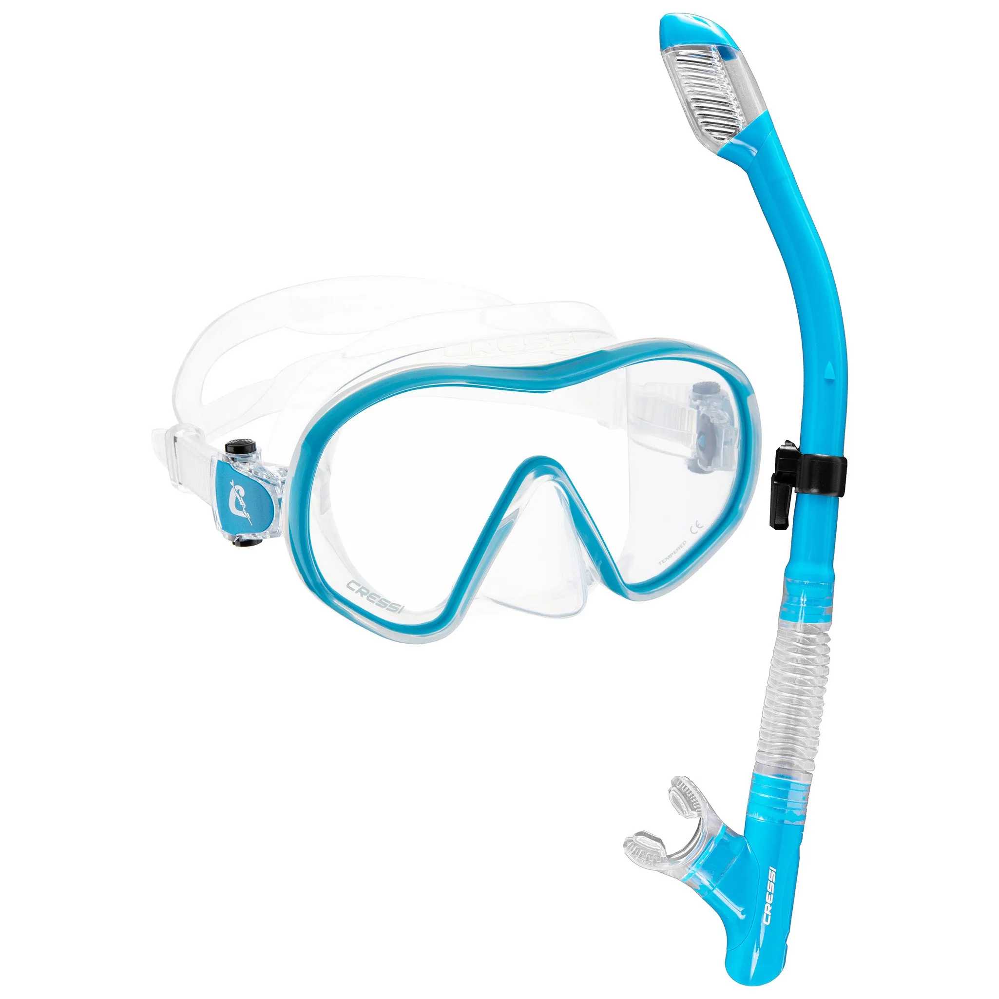 Cressi F-dual and Tao Dry Combo Snorkel Set