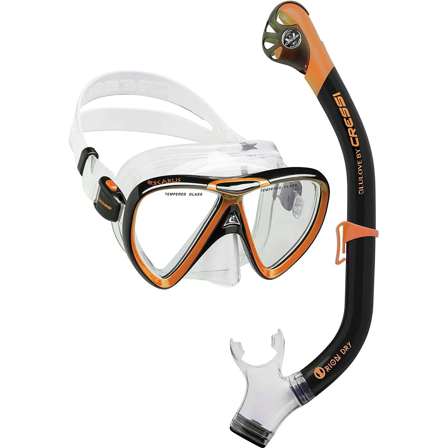 Cressi Ikarus Mask with Orion Dry Snorkel Combo