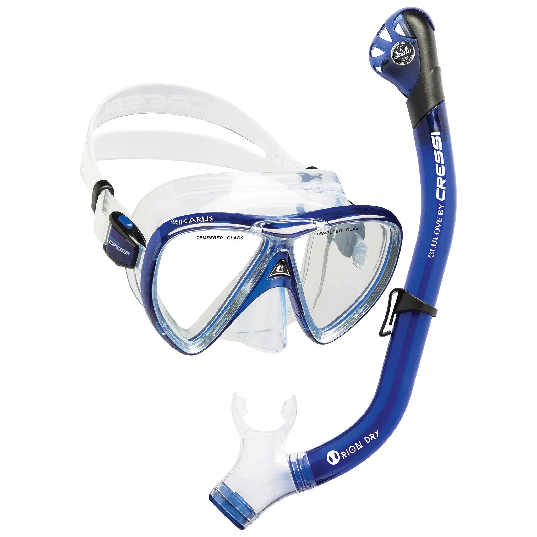 Cressi Ikarus Mask with Orion Dry Snorkel Combo