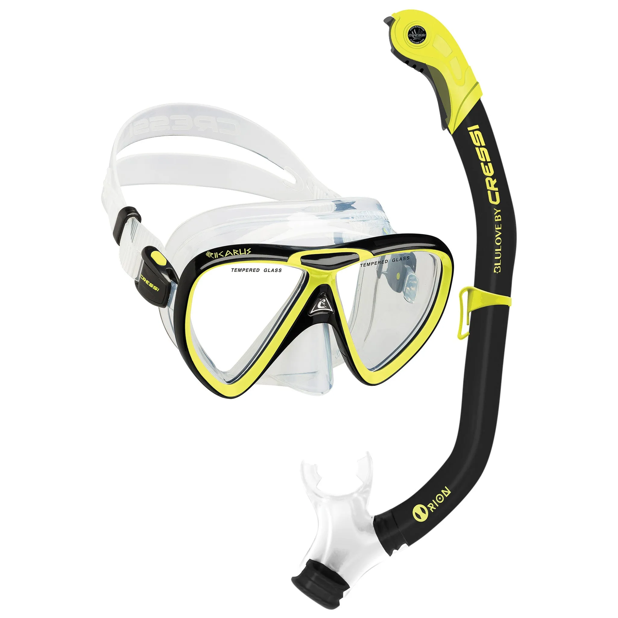 Cressi Ikarus Mask with Orion Semi-Dry Snorkel Combo