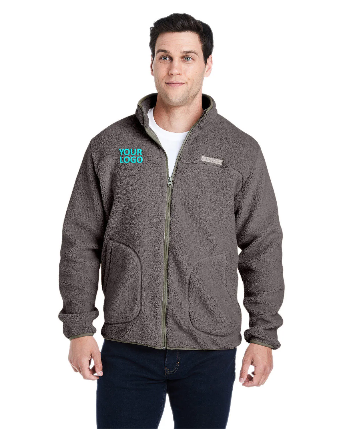 Custom Columbia Rugged Ridge Sherpa Fleece, City Grey Shark