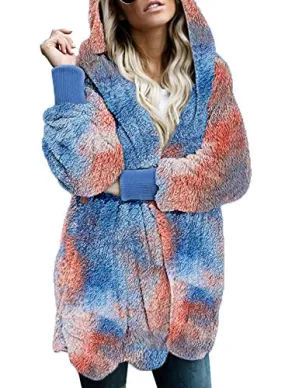 Daydreamer Cozy Warm Open Front Hooded Cardigan Sherpa Sweater