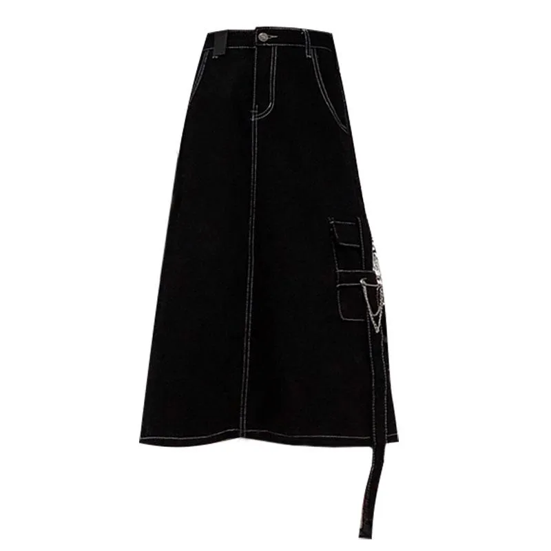 Denim Long Punk Skirt SD00217