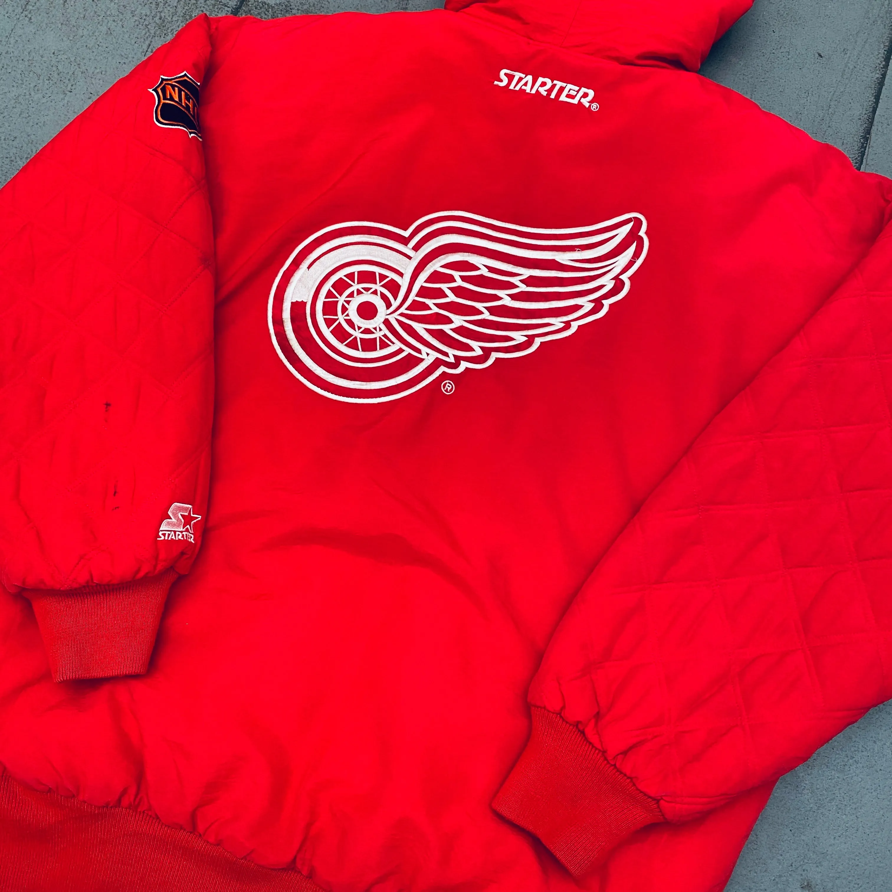 Detroit Red Wings: 1990's Fullzip Starter Parka Jacket (XL)