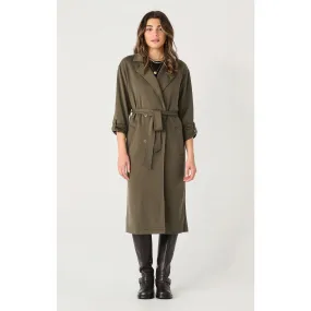 Dex Double Breasted Knit Trench Olive