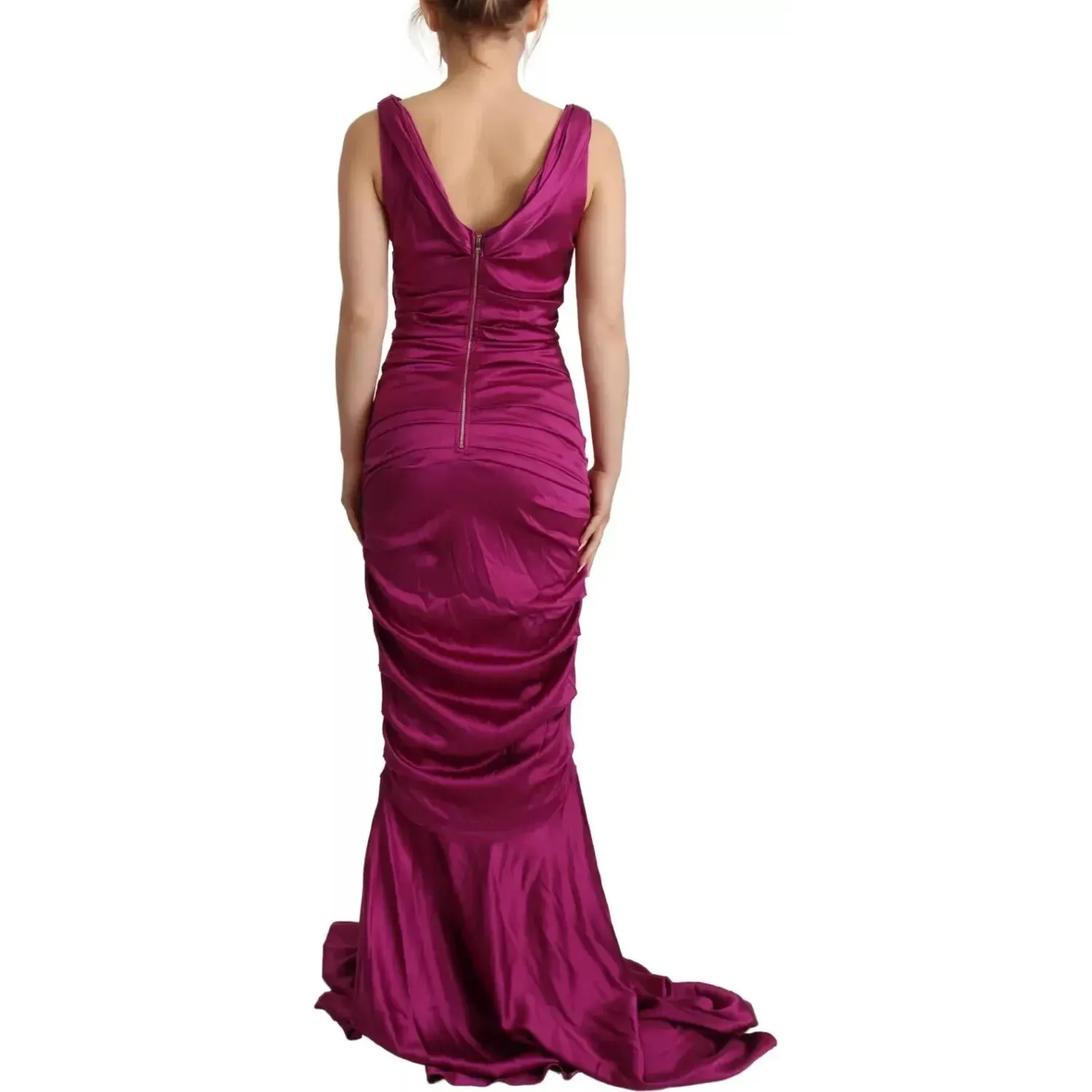 Dolce & Gabbana Sheath Mermaid Fuchsia Silk Stretch Gown Dress