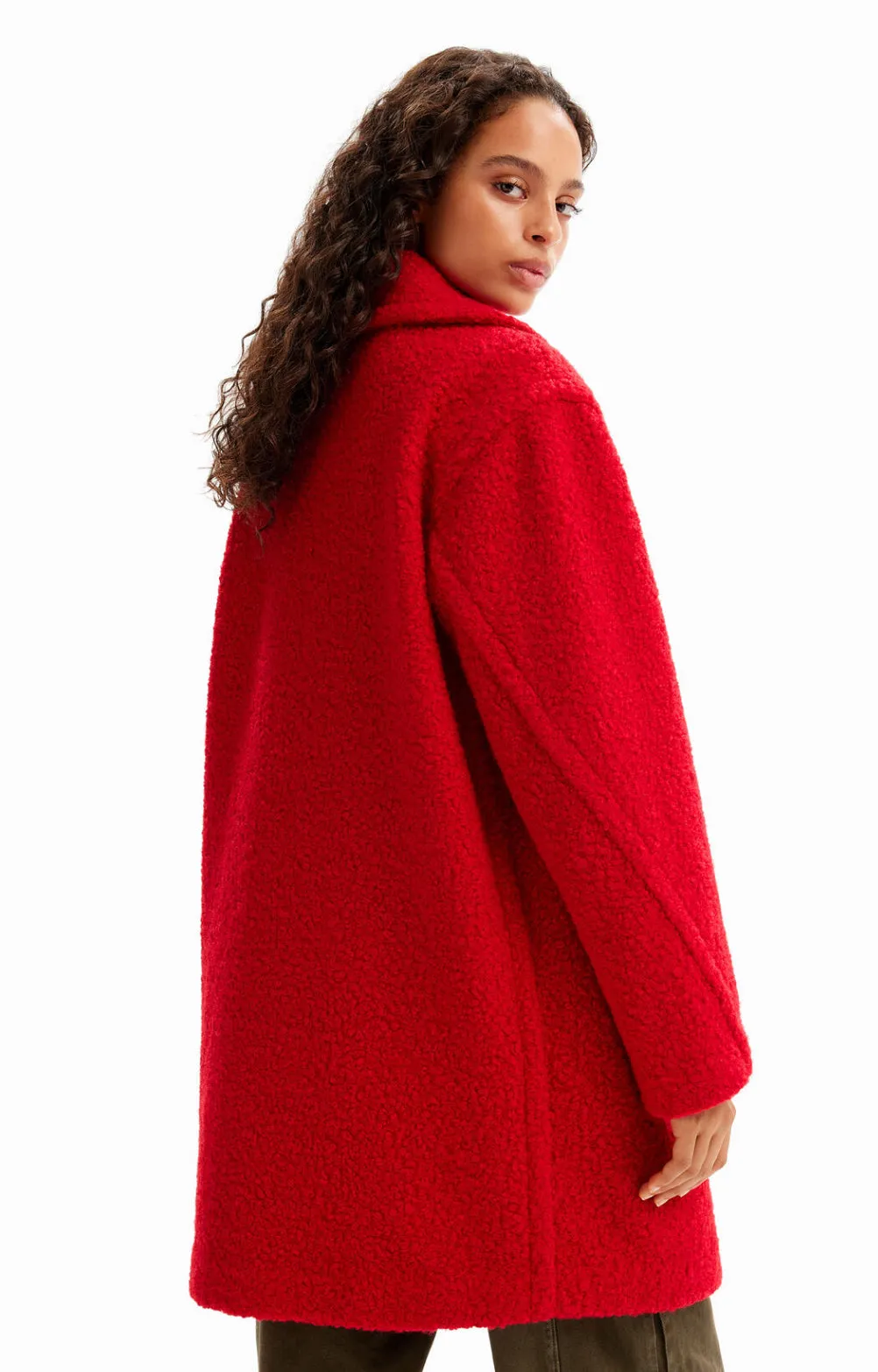 Double-breasted bouclé coat of