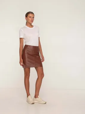 DYLAN LEATHER MINI SKIRT - WHISKEY