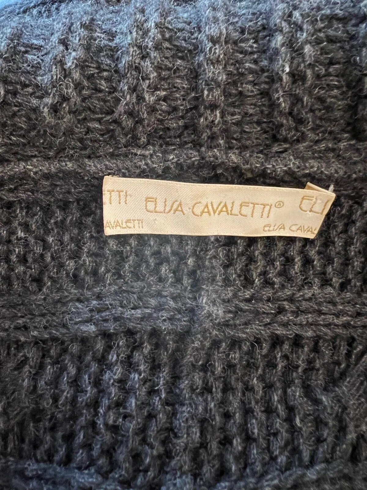 Elisa Cavaletti Charcoal Grey Wool Cable Knit Chunky Cardigan UK 10/12 US 6/8 EU 38/40