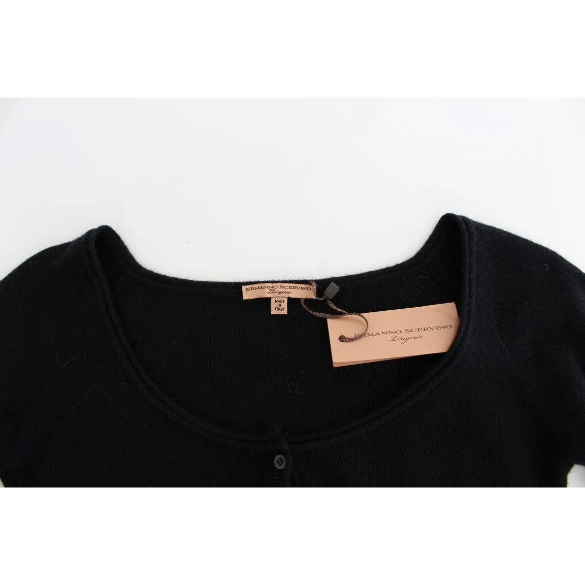 Ermanno Scervino Chic Cropped Black Wool-Cashmere Sweater