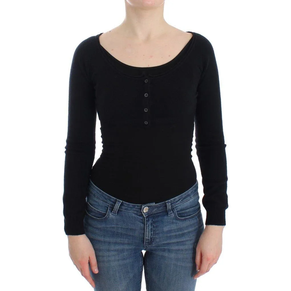 Ermanno Scervino Chic Cropped Black Wool-Cashmere Sweater