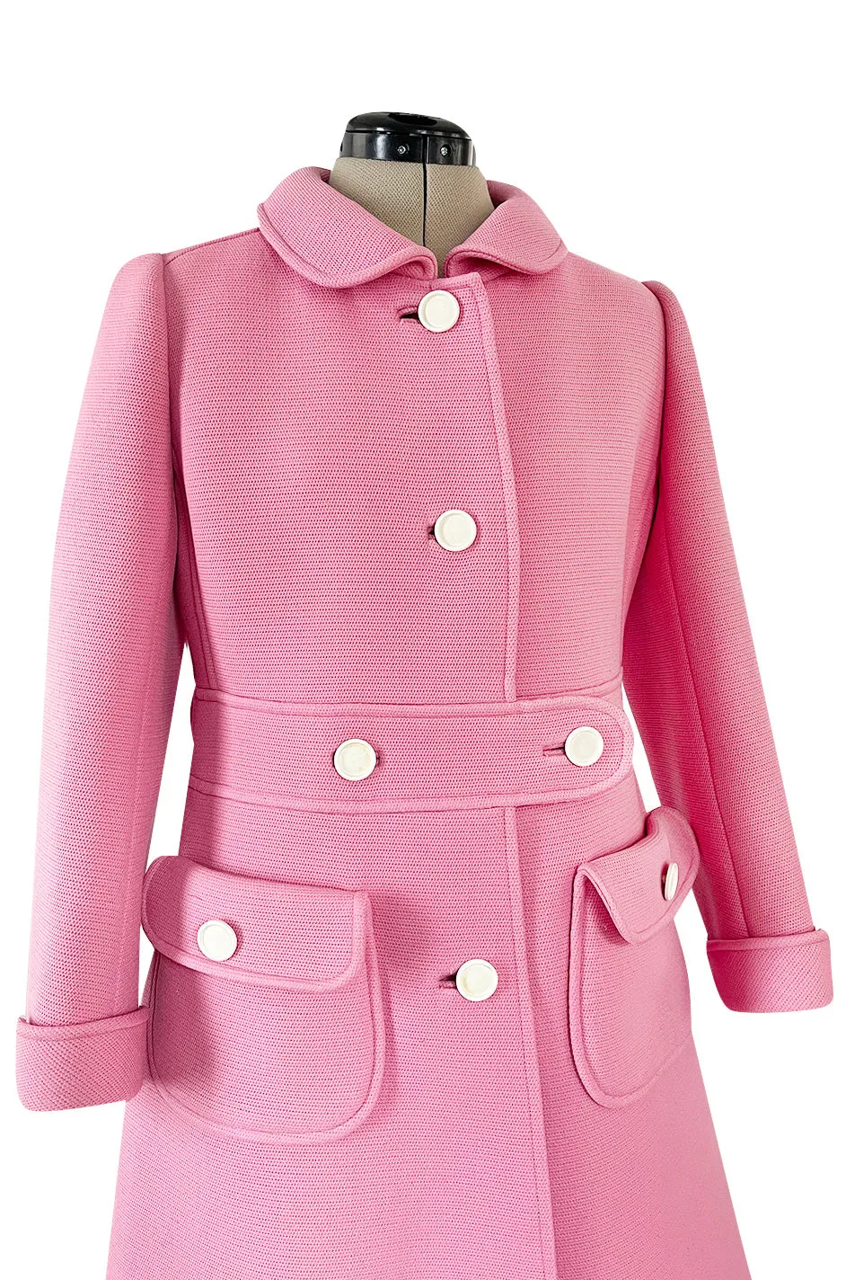 Exceptional Museum Held Fall 1969 Andre Courreges Couture Sculpted Pink Coat