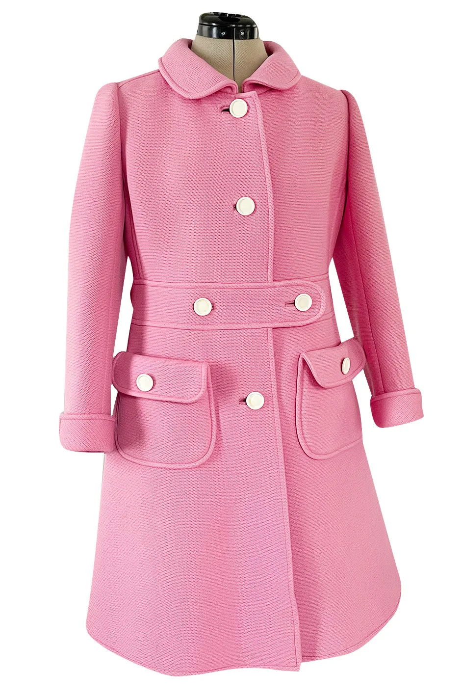 Exceptional Museum Held Fall 1969 Andre Courreges Couture Sculpted Pink Coat