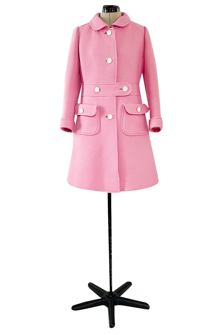 Exceptional Museum Held Fall 1969 Andre Courreges Couture Sculpted Pink Coat