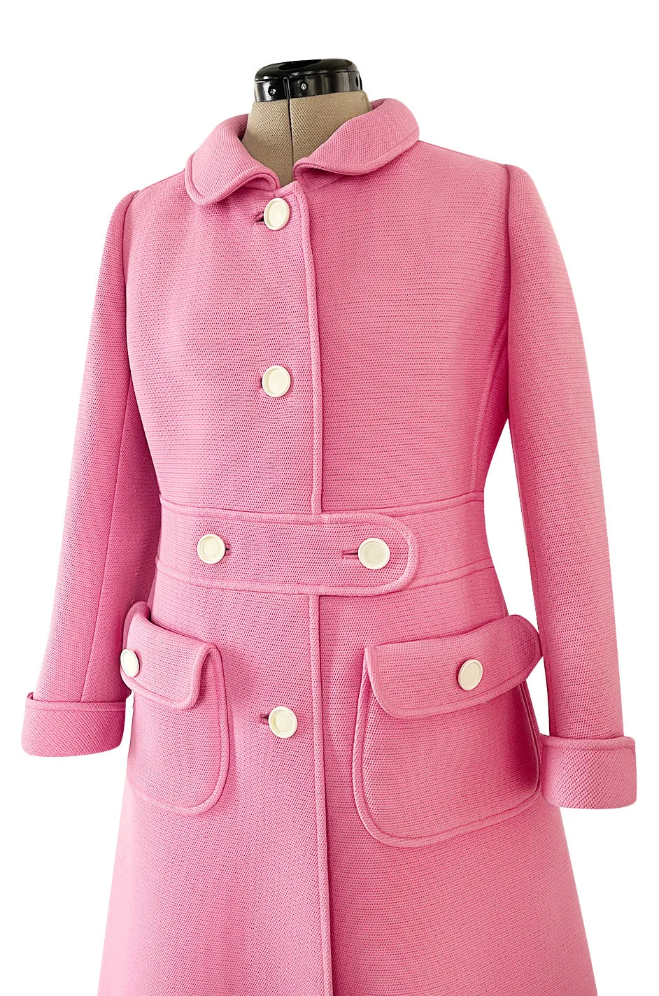 Exceptional Museum Held Fall 1969 Andre Courreges Couture Sculpted Pink Coat