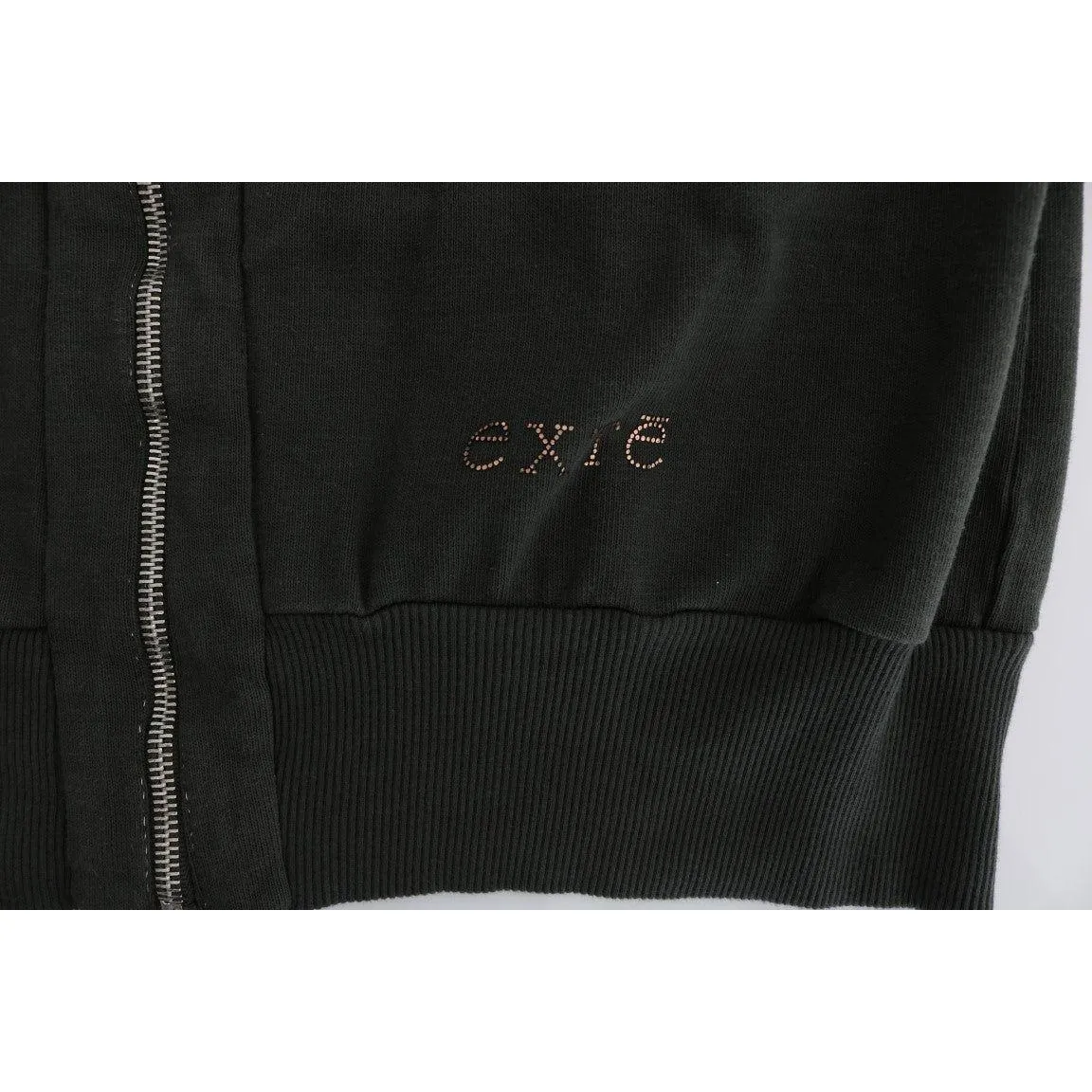 Exte Chic Gray Full-Zip Cotton Sweater