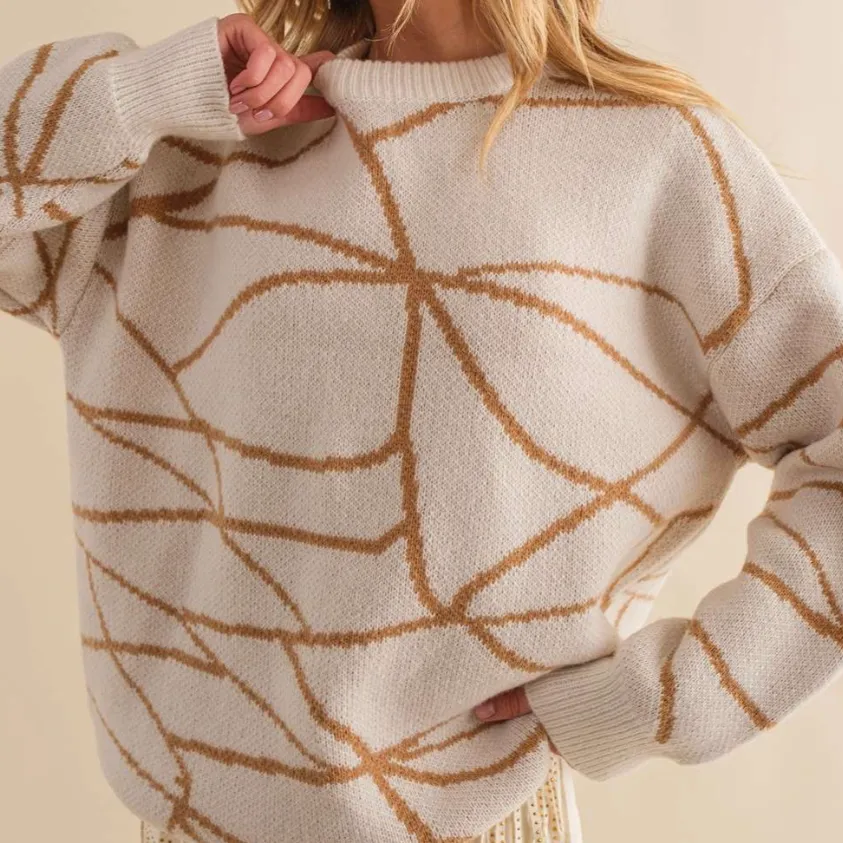 Feeling Cozy Geometric Oversized Sweater