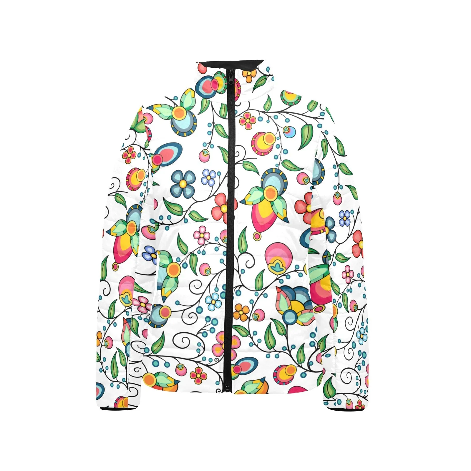 Floral Bounty White Women's Padded Jacket