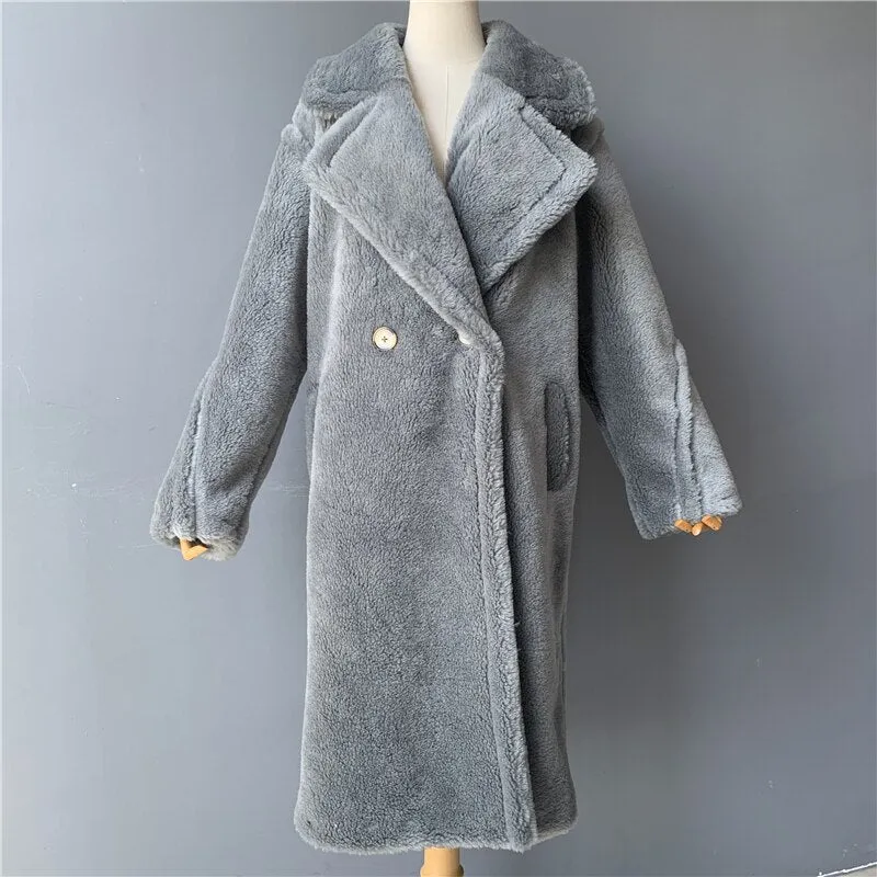 Genuine Wool Vintage Style Teddy Bear Fur Borgana Winter Coat