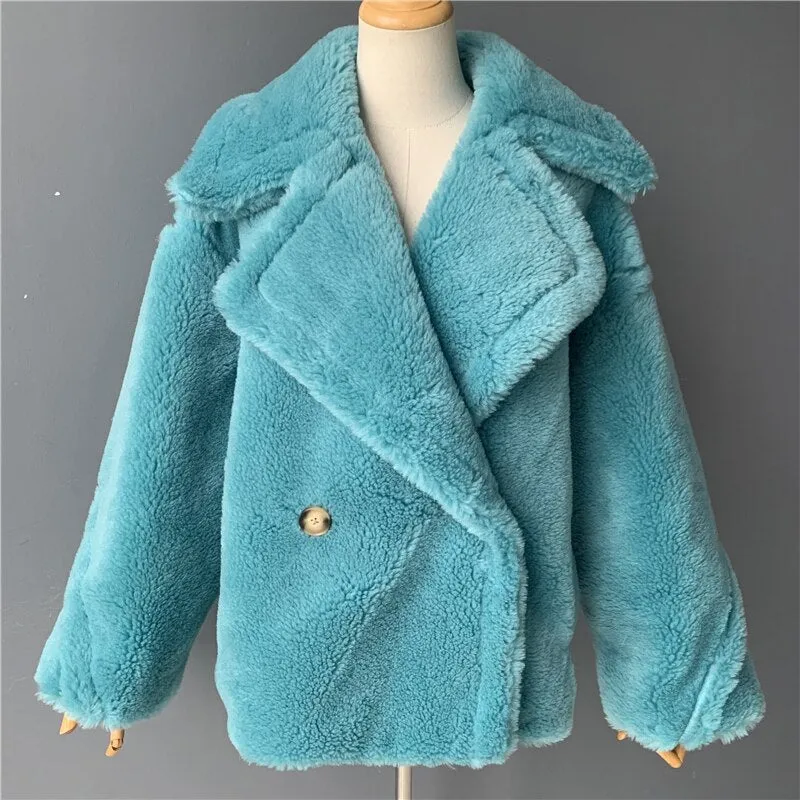 Genuine Wool Vintage Style Teddy Bear Fur Borgana Winter Coat