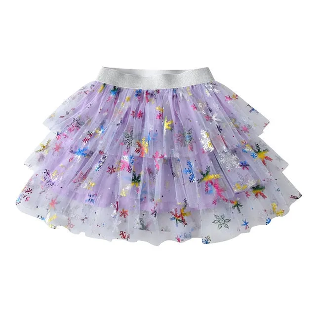 Girls Sequin Shimmer Tulle Layer Skirt 3T-8T