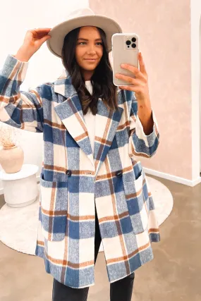 Gracie Check Coat Blue Check