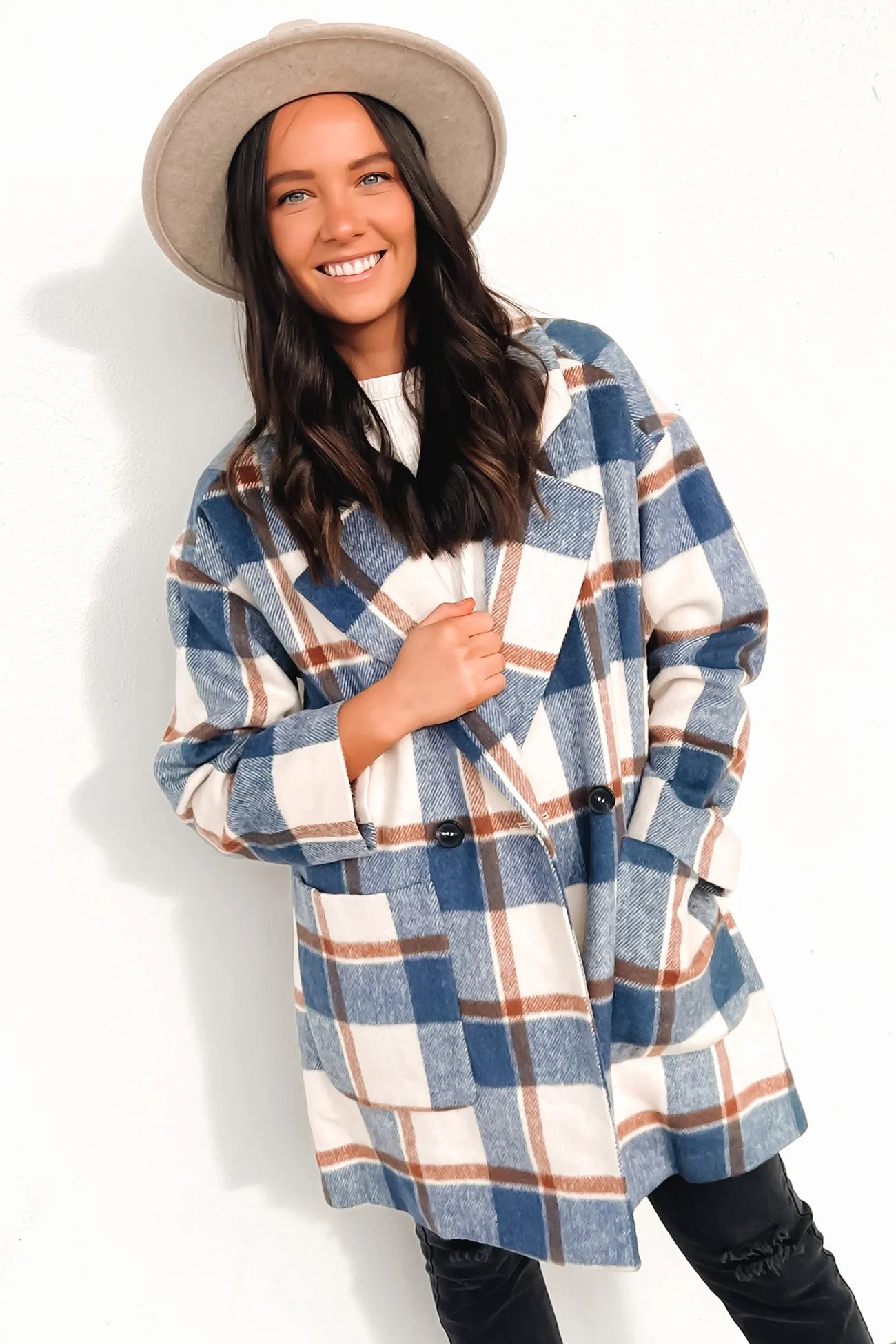 Gracie Check Coat Blue Check