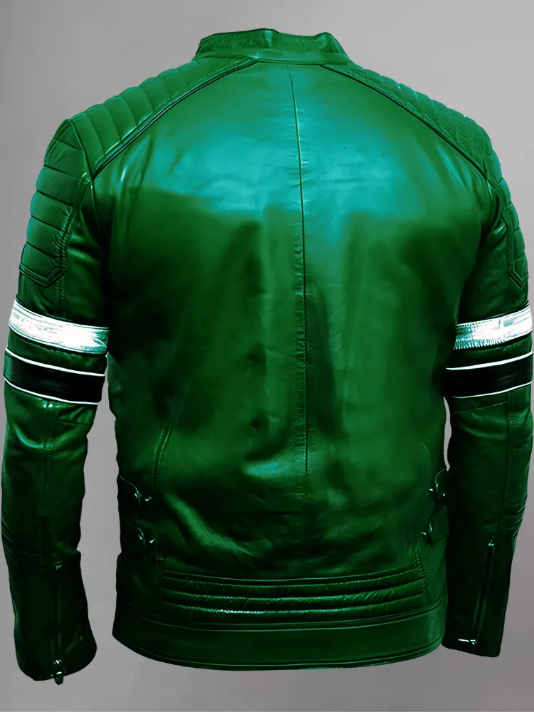 Green Men Biker Leather Jacket