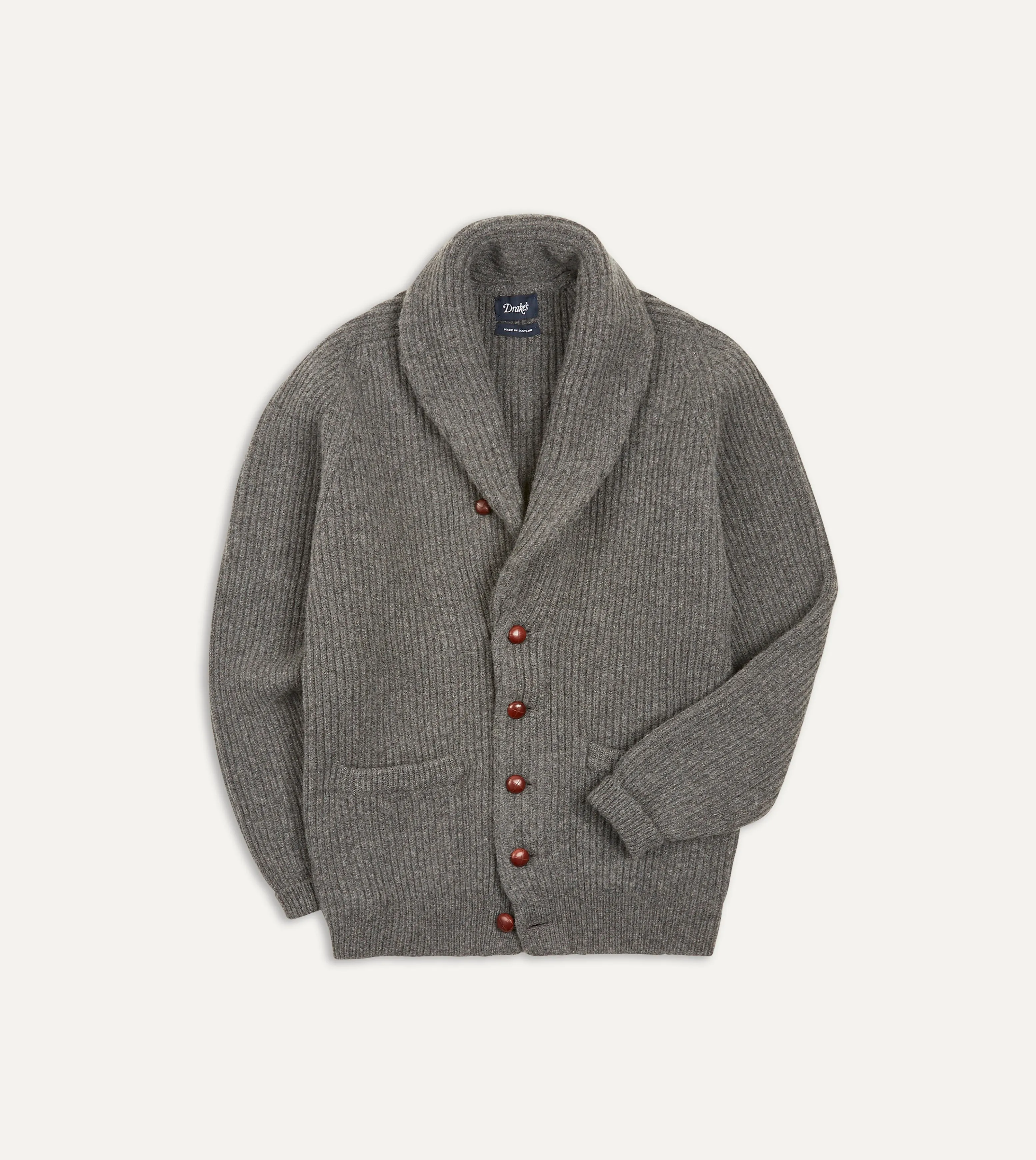 Grey Lambswool Shawl Collar Cardigan