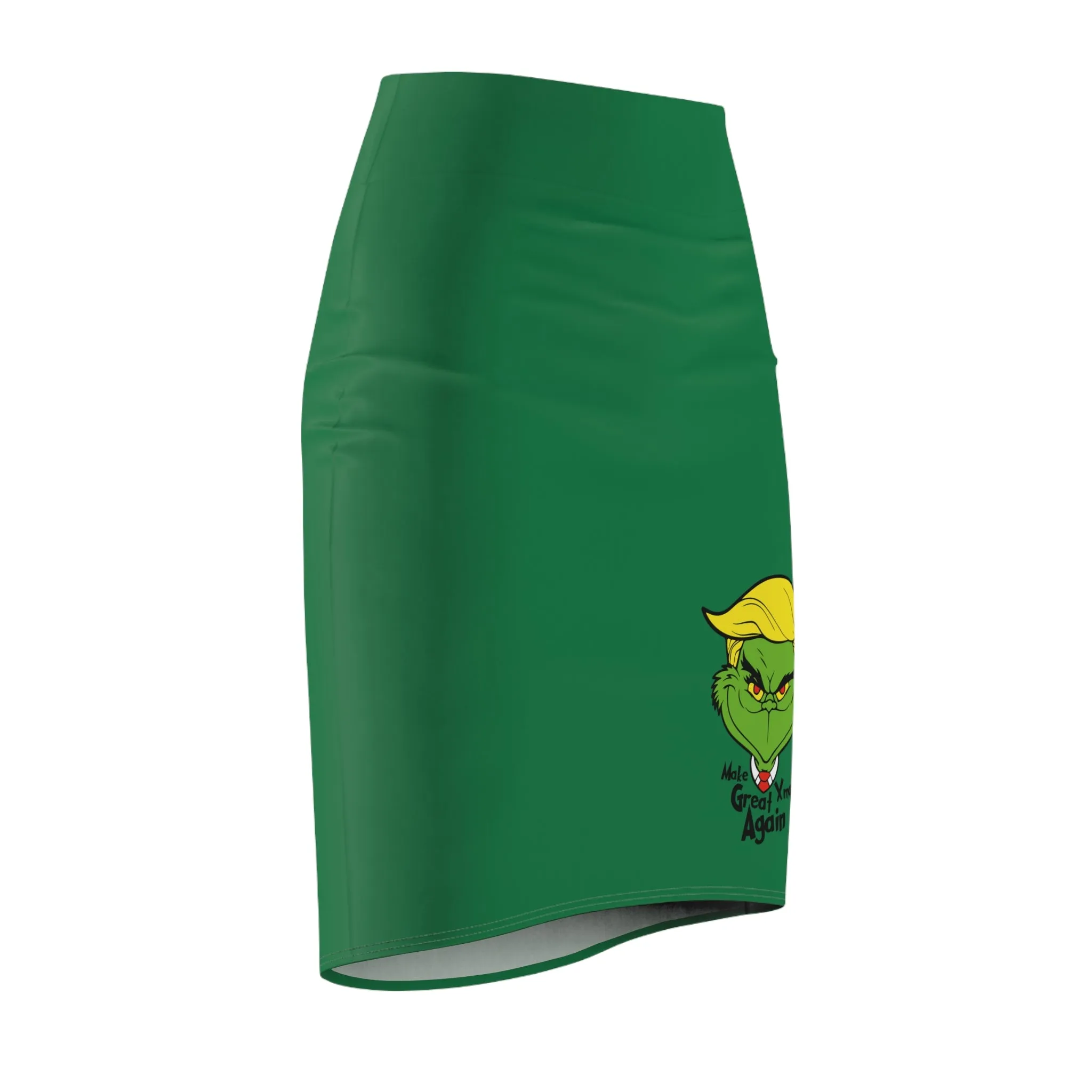 Grinch Inspired Women's Pencil Skirt - Holiday Chic with 'Make Christmas Great Again' Design