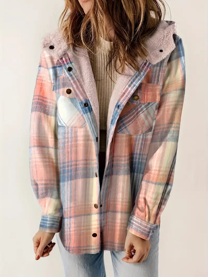 Hilary Checkered Jacket with Sherpa Lining