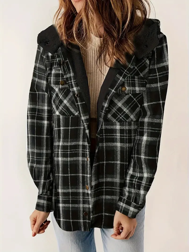 Hilary Checkered Jacket with Sherpa Lining