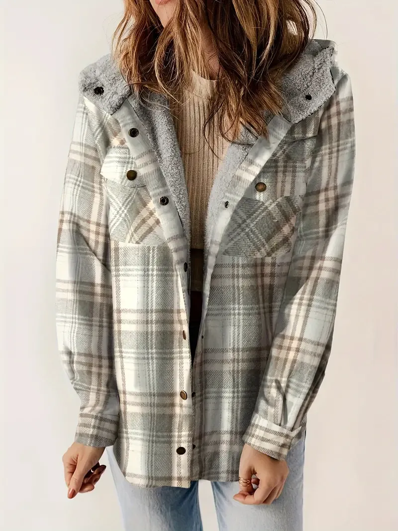 Hilary Checkered Jacket with Sherpa Lining