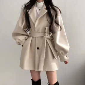 Hnewly WINTER OUTFIT Black Trench Coat for Women Aesthetic Long Wool Blends Winter Clothing Puffer Woman Coats New Clothes Korean Jackets Female Thic