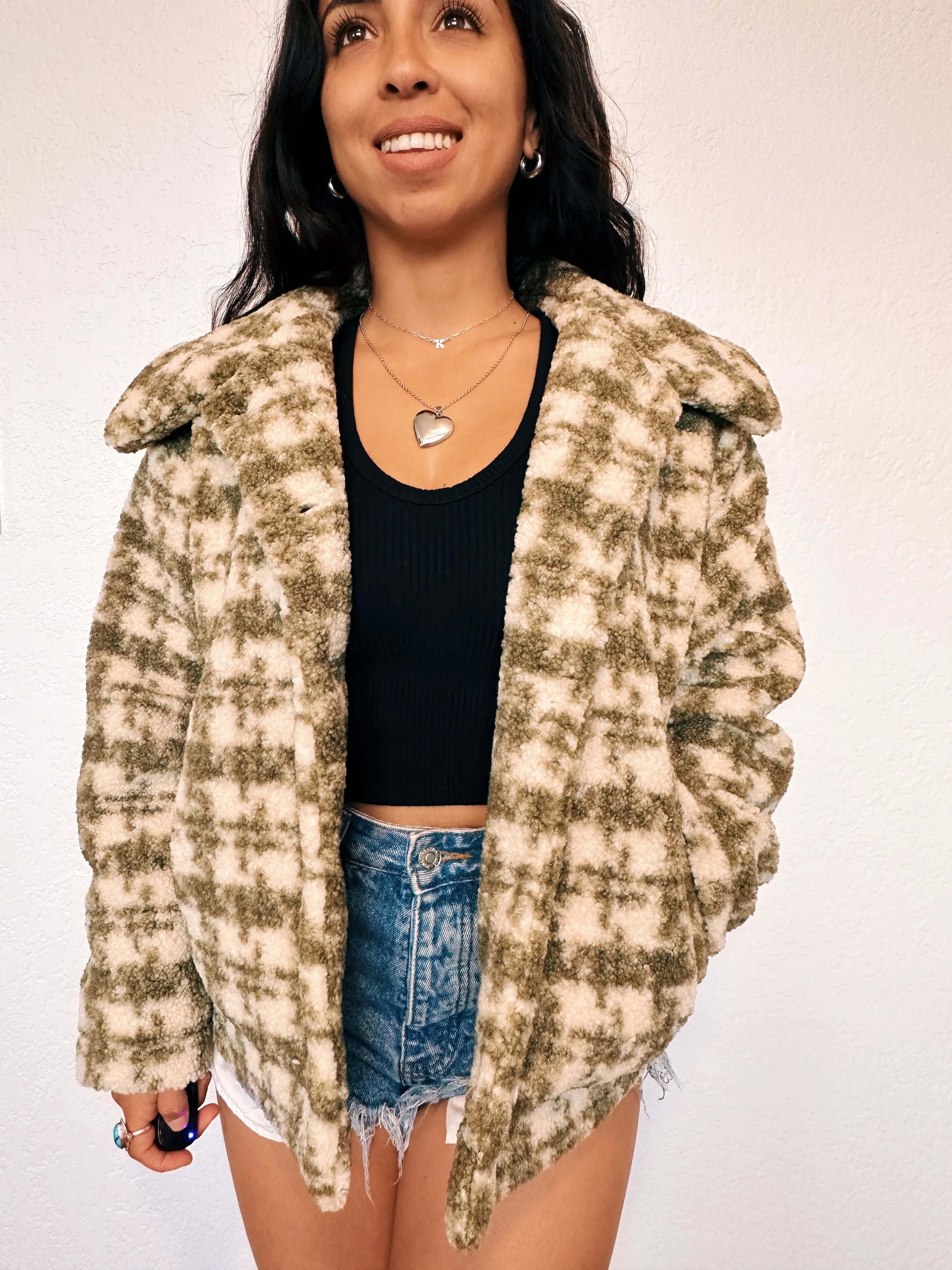 Houndstooth Sherpa Jacket