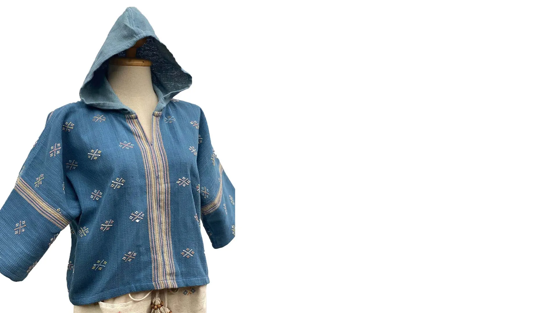 Indigo hooded coat