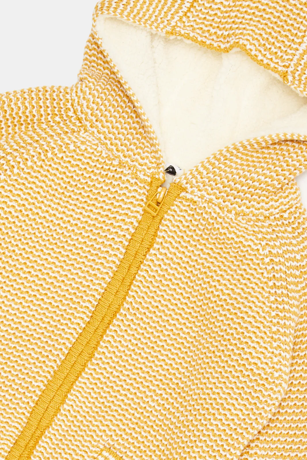 Infant Boys Mustard Sherpa Hooded Cardigan